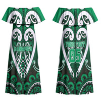 Custom Aotearoa Ngati Maniapoto Couples Matching Off Shoulder Maxi Dress and Hawaiian Shirt Maori Tribal Pattern
