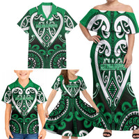 Custom Aotearoa Ngati Maniapoto Family Matching Off Shoulder Maxi Dress and Hawaiian Shirt Maori Tribal Pattern