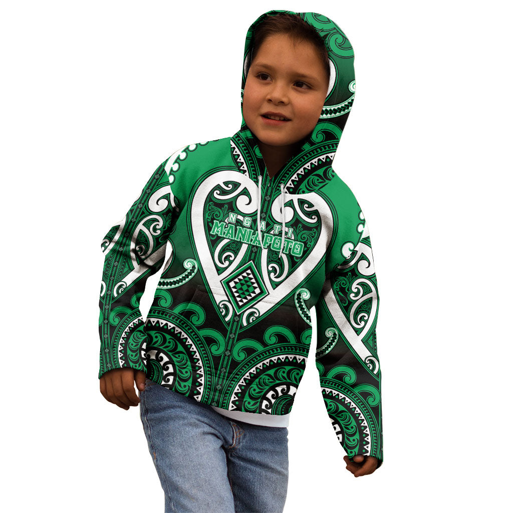 Custom Aotearoa Ngati Maniapoto Kid Hoodie Maori Tribal Pattern