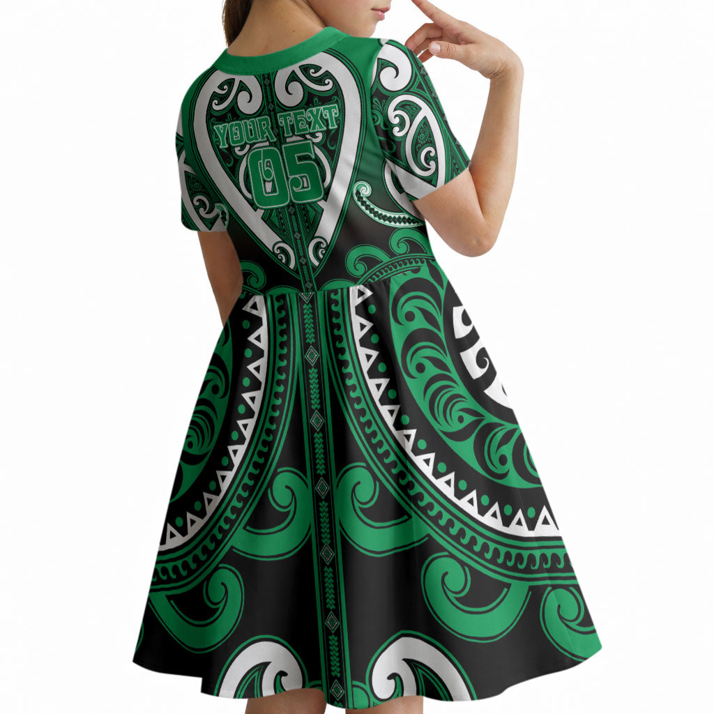 Custom Aotearoa Ngati Maniapoto Kid Short Sleeve Dress Maori Tribal Pattern