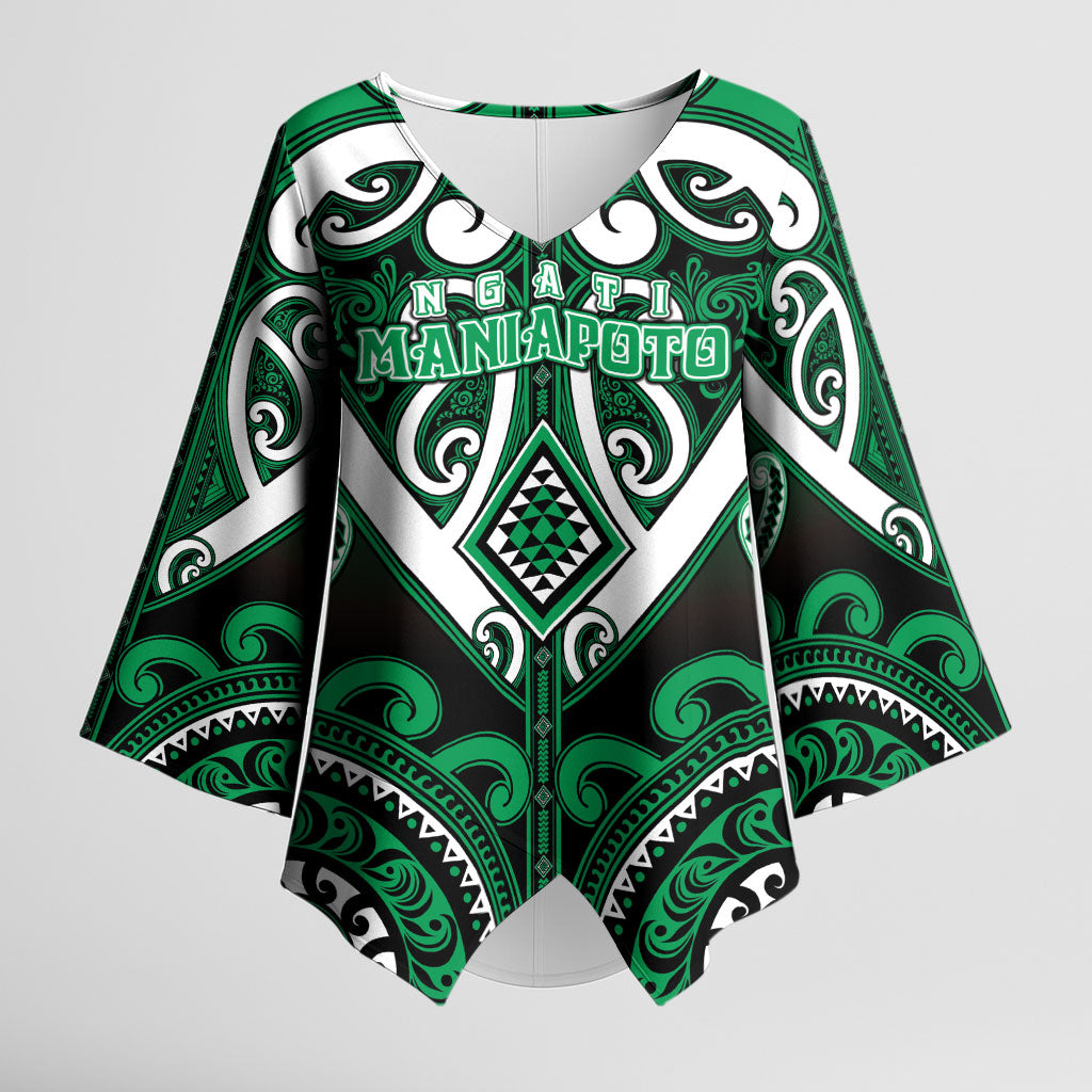 Custom Aotearoa Ngati Maniapoto Kimono Sleeve Blouse Maori Tribal Pattern LT05 Female Green - Polynesian Pride