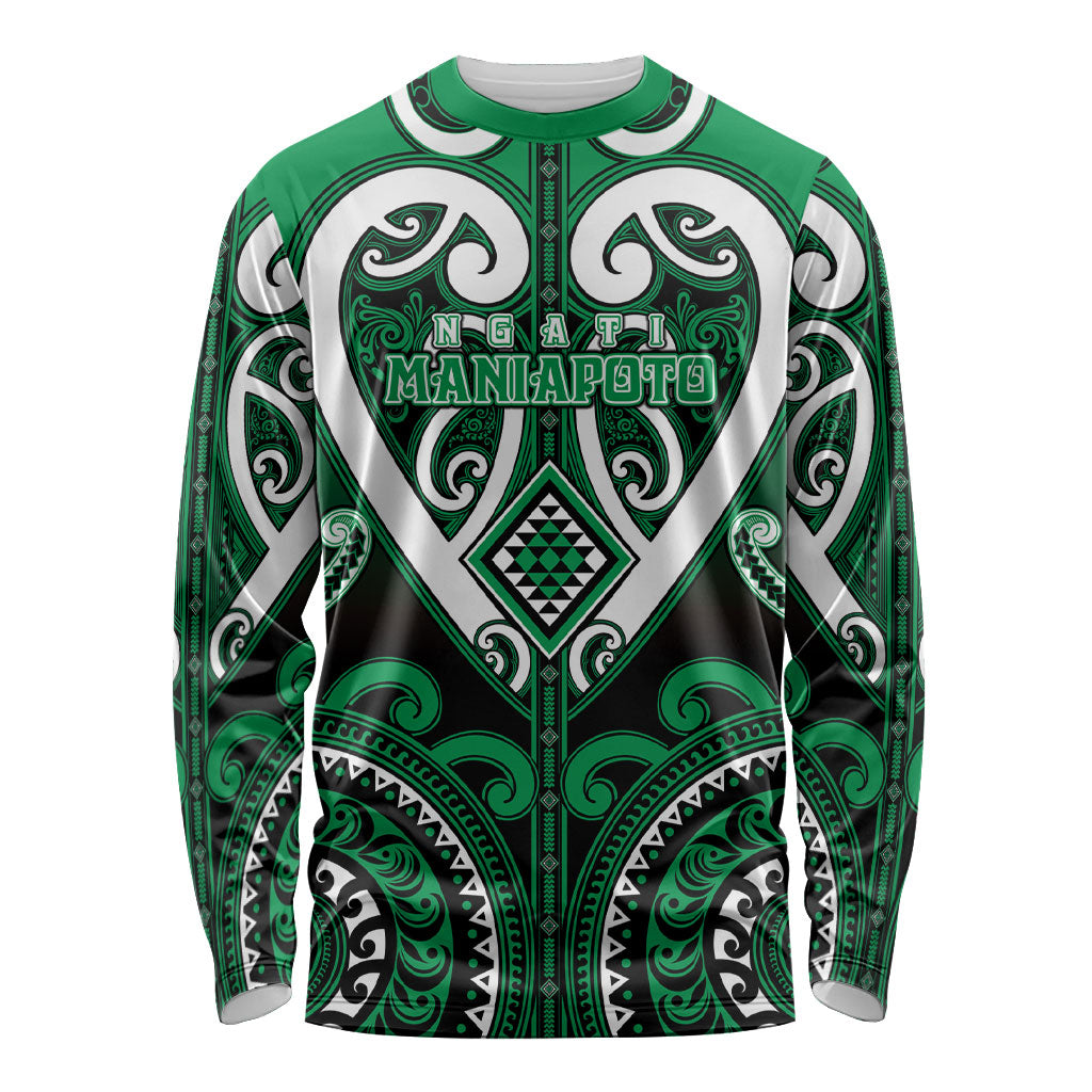 Custom Aotearoa Ngati Maniapoto Long Sleeve Shirt Maori Tribal Pattern