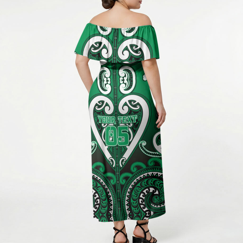 Custom Aotearoa Ngati Maniapoto Off Shoulder Maxi Dress Maori Tribal Pattern