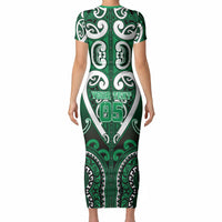 Custom Aotearoa Ngati Maniapoto Short Sleeve Bodycon Dress Maori Tribal Pattern