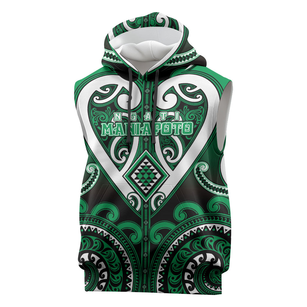 Custom Aotearoa Ngati Maniapoto Sleeveless Hoodie Maori Tribal Pattern