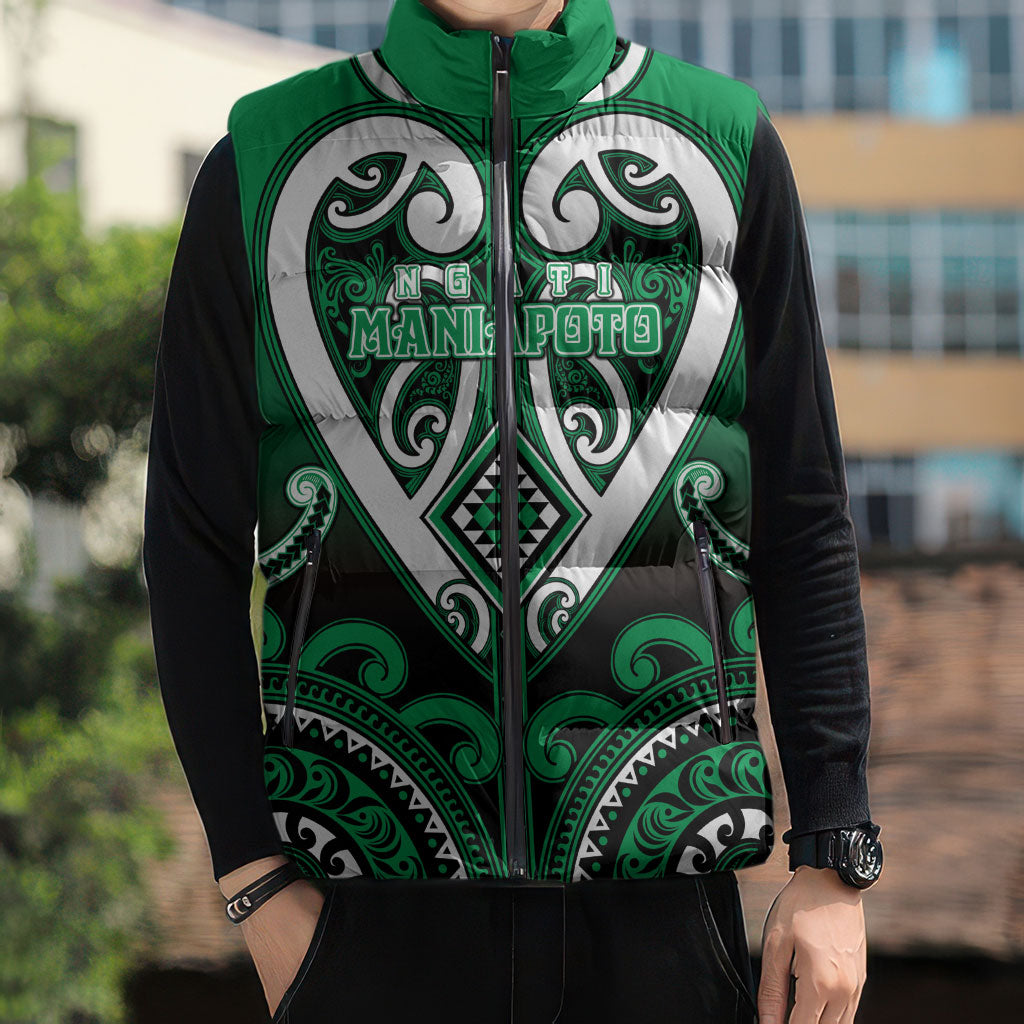 Custom Aotearoa Ngati Maniapoto Sleeveless Puffer Jacket Maori Tribal Pattern