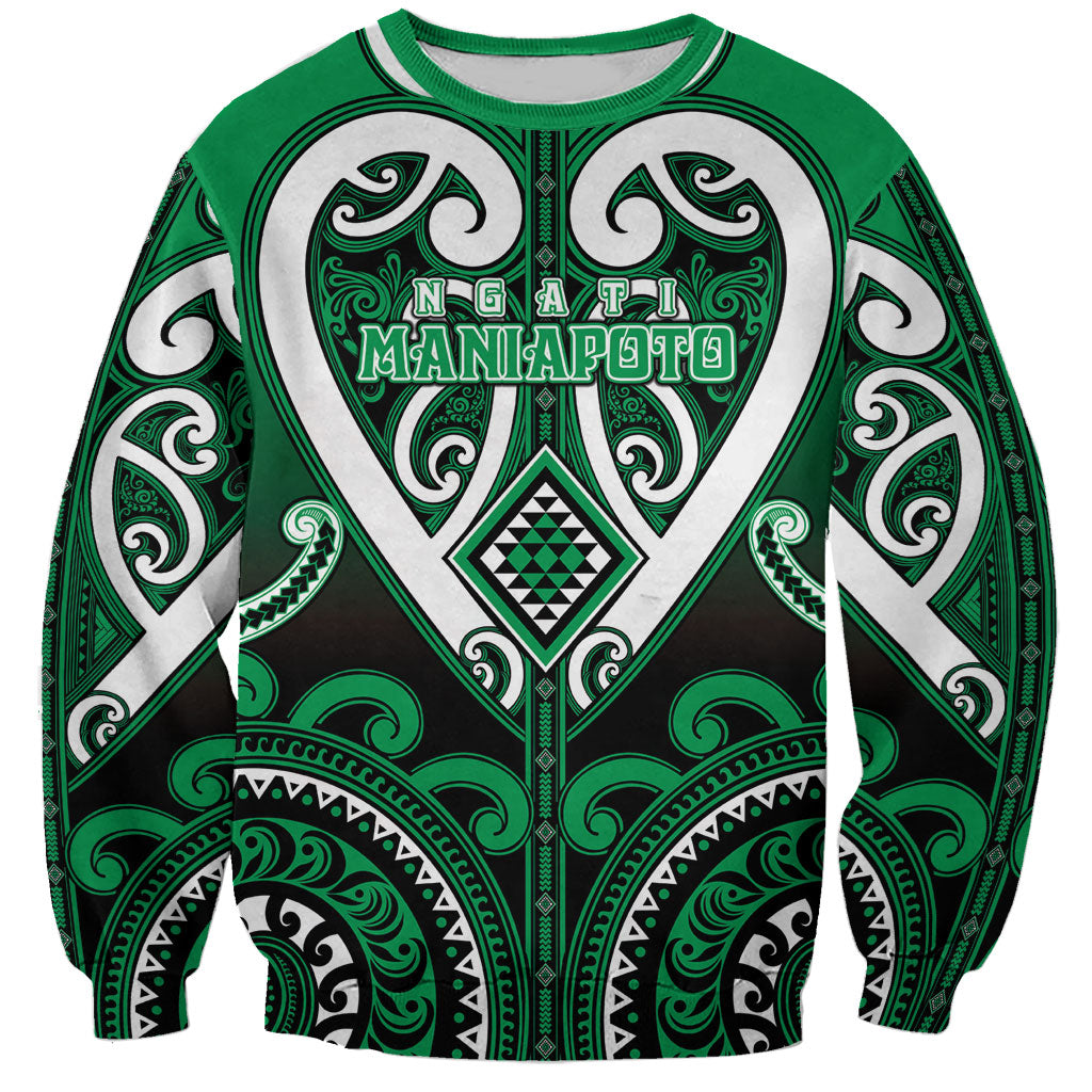 Custom Aotearoa Ngati Maniapoto Sweatshirt Maori Tribal Pattern LT05 Unisex Green - Polynesian Pride