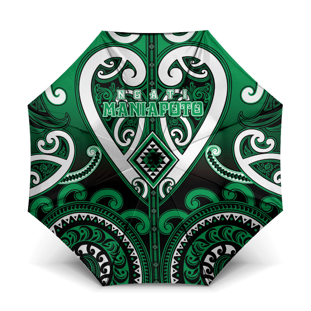 Aotearoa Ngati Maniapoto Umbrella Maori Tribal Pattern LT05 One Size Folded 11.42 inch Opened Diameter 37.4 inch Green - Polynesian Pride