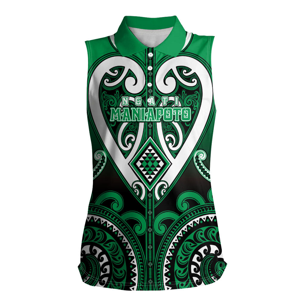 Custom Aotearoa Ngati Maniapoto Women Sleeveless Polo Shirt Maori Tribal Pattern