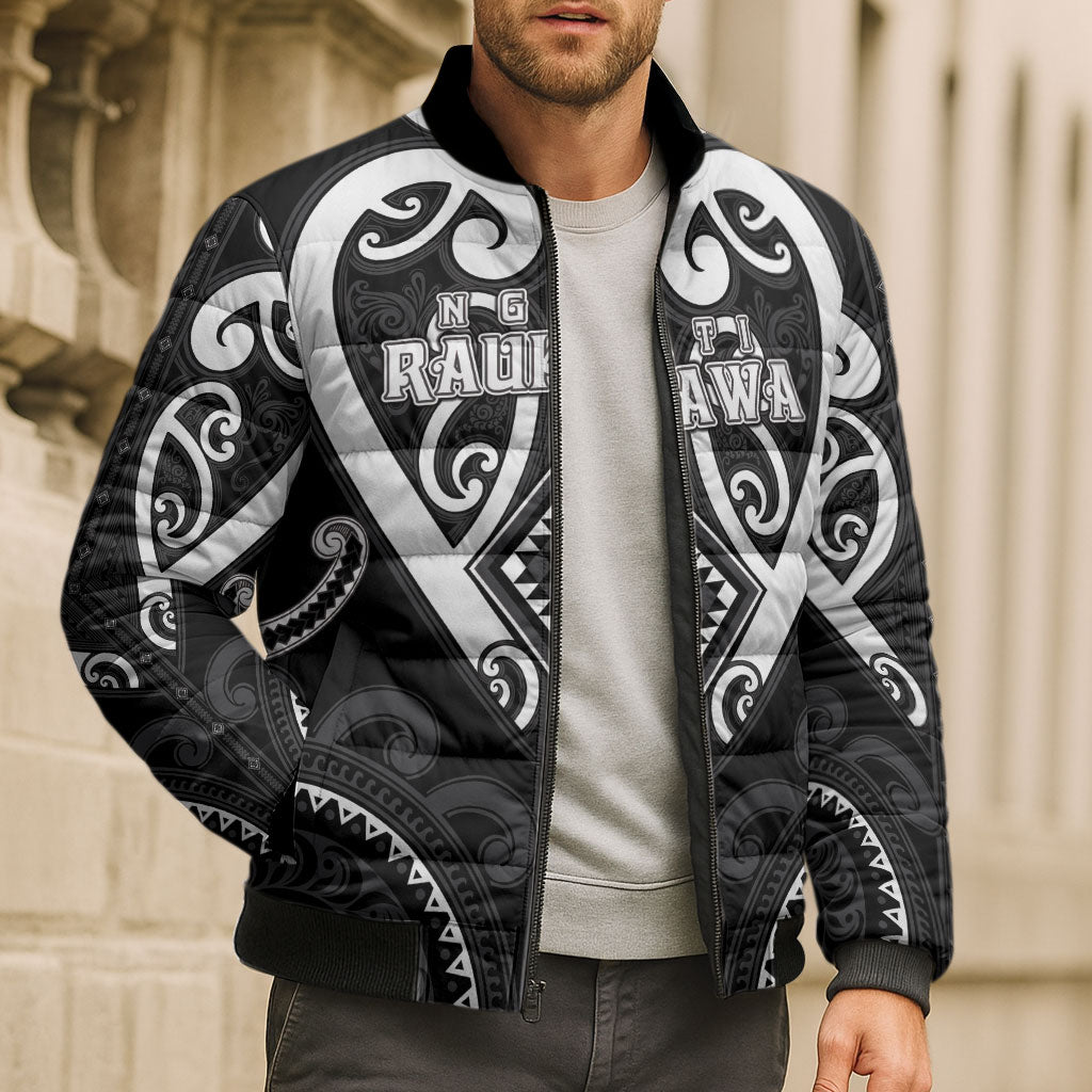 Custom Aotearoa Ngati Raukawa Bomber Puffer Jacket Maori Tribal Pattern