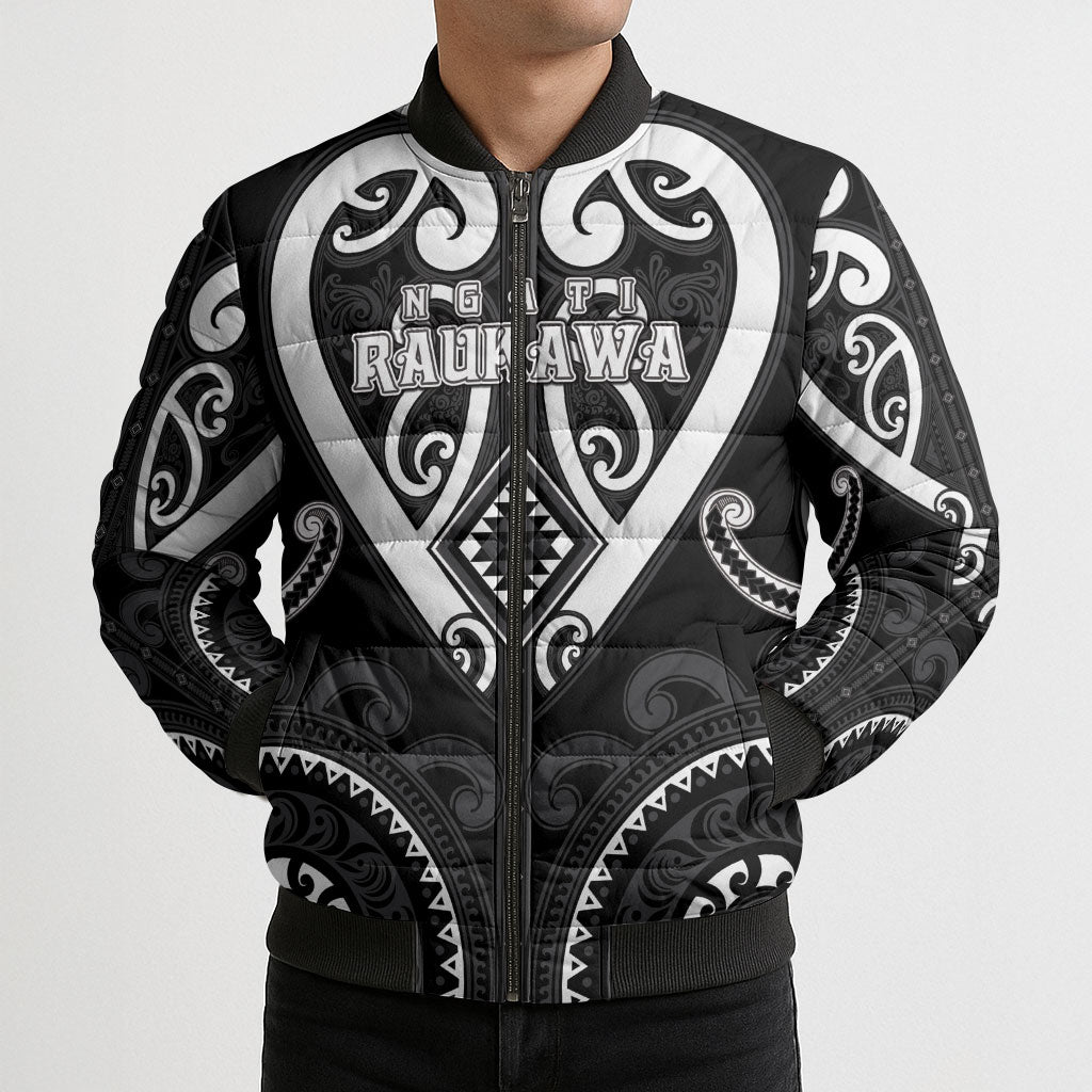 Custom Aotearoa Ngati Raukawa Bomber Puffer Jacket Maori Tribal Pattern