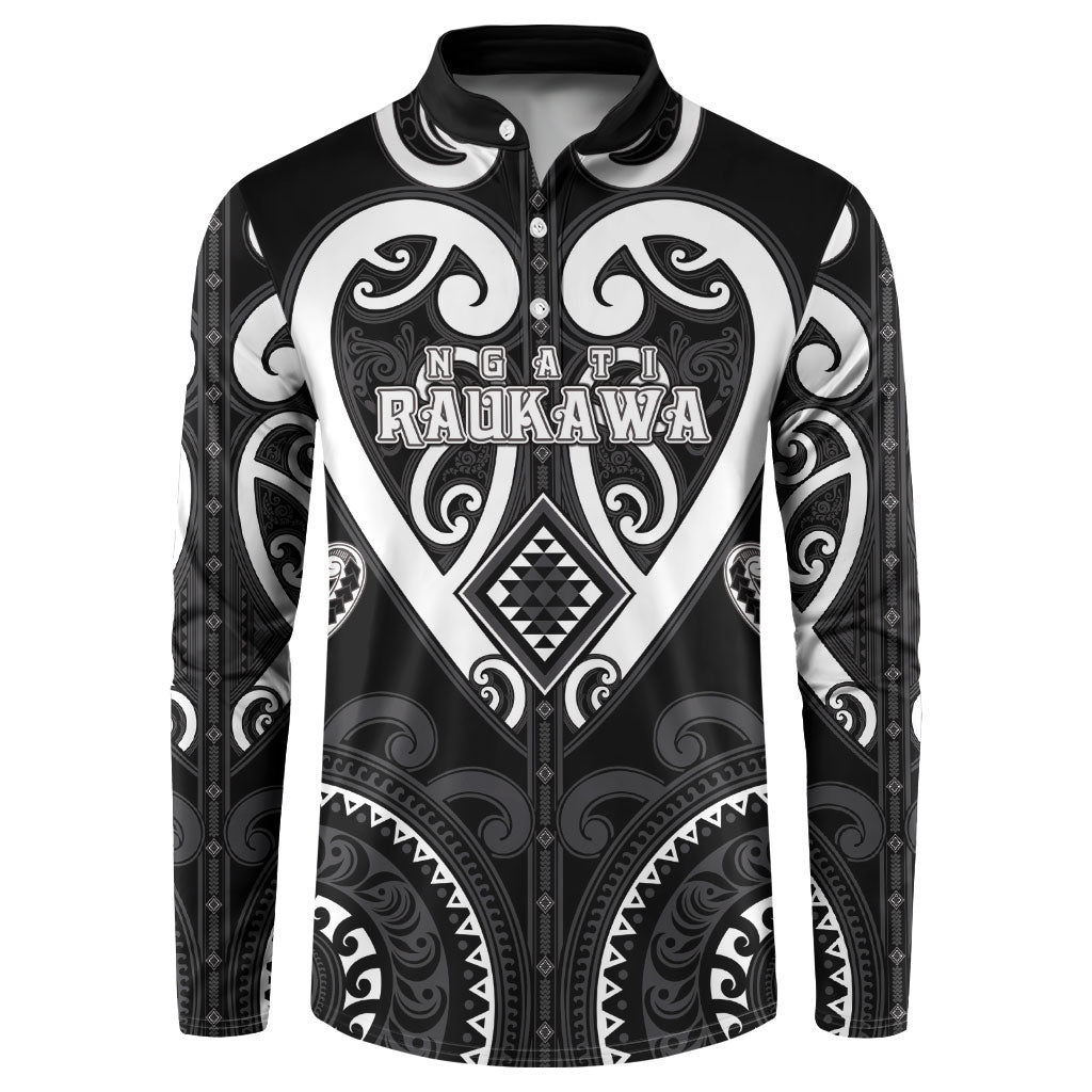 Custom Aotearoa Ngati Raukawa Button Sweatshirt Maori Tribal Pattern