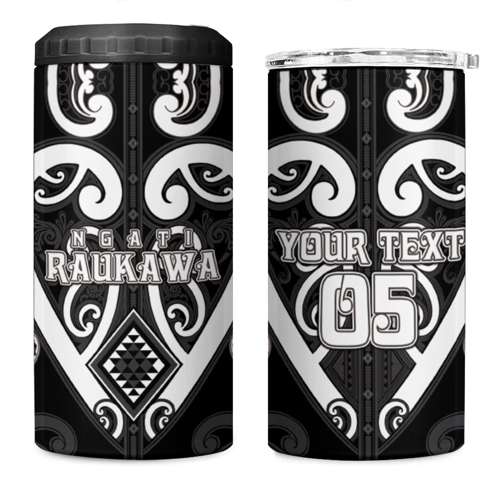 Custom Aotearoa Ngati Raukawa 4 in 1 Can Cooler Tumbler Maori Tribal Pattern LT05 One Size: 16 oz Black - Polynesian Pride