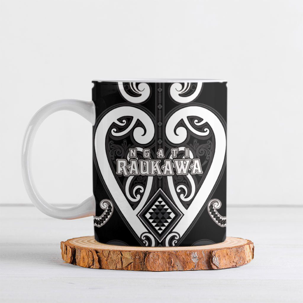 Custom Aotearoa Ngati Raukawa Ceramic Mug Maori Tribal Pattern LT05 Black - Polynesian Pride