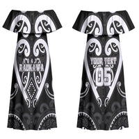 Custom Aotearoa Ngati Raukawa Couples Matching Off Shoulder Maxi Dress and Long Sleeve Button Shirt Maori Tribal Pattern