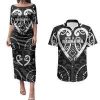 Custom Aotearoa Ngati Raukawa Couples Matching Puletasi and Hawaiian Shirt Maori Tribal Pattern