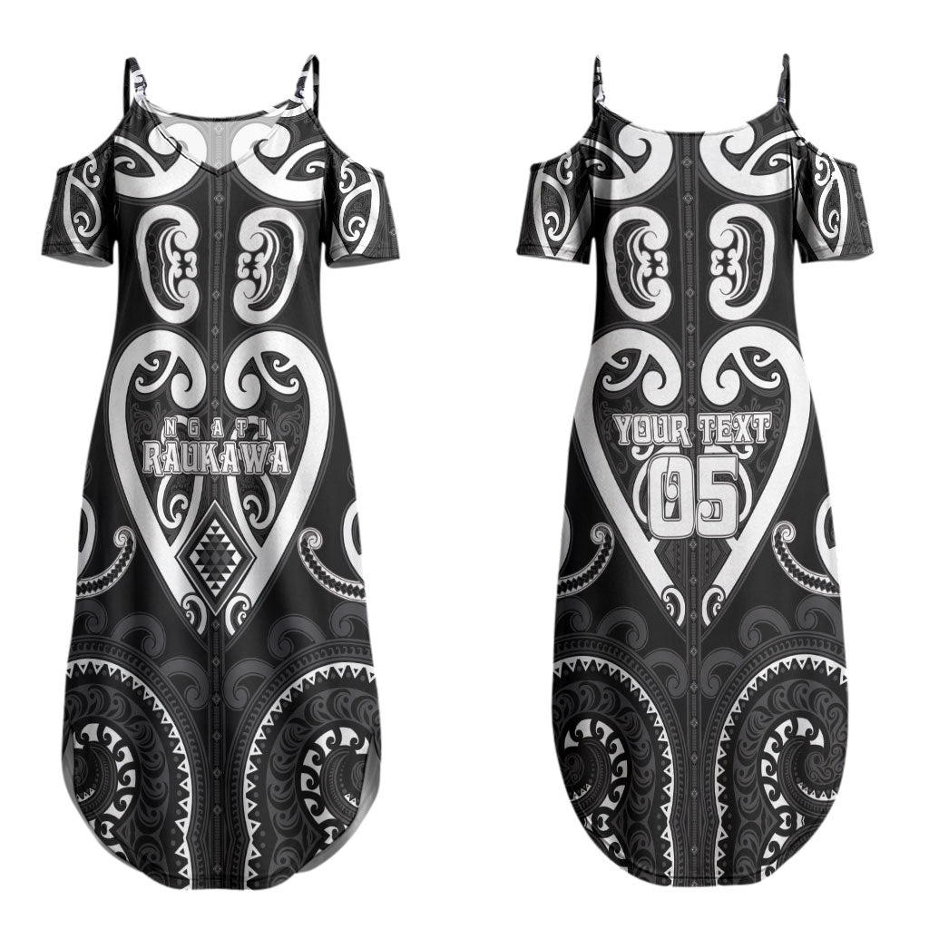 Custom Aotearoa Ngati Raukawa Couples Matching Summer Maxi Dress and Long Sleeve Button Shirt Maori Tribal Pattern