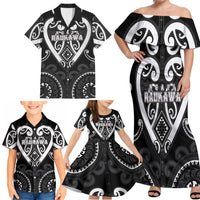 Custom Aotearoa Ngati Raukawa Family Matching Off Shoulder Maxi Dress and Hawaiian Shirt Maori Tribal Pattern