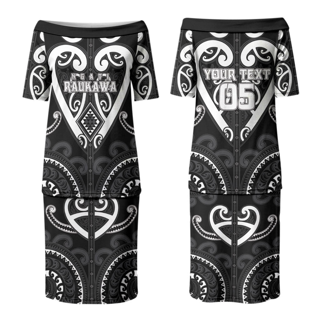 Custom Aotearoa Ngati Raukawa Family Matching Puletasi and Hawaiian Shirt Maori Tribal Pattern