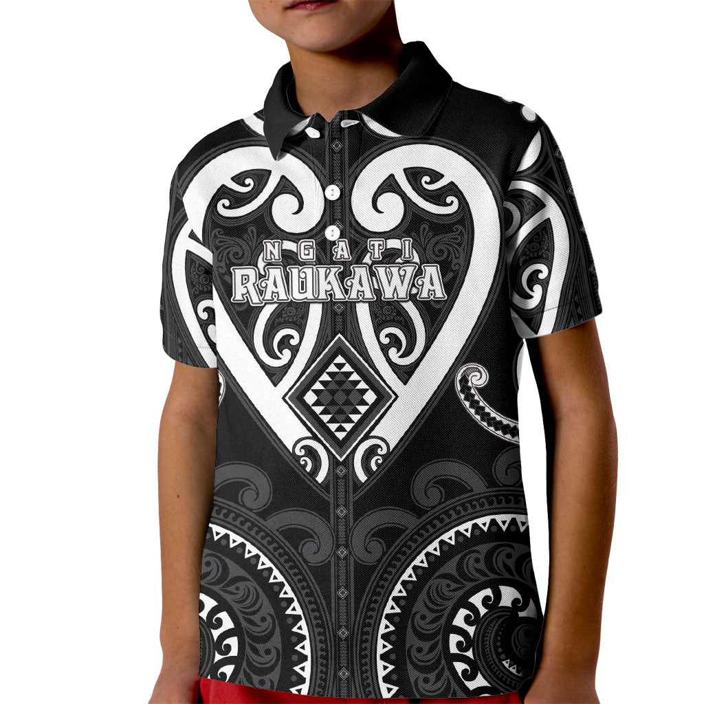 Custom Aotearoa Ngati Raukawa Kid Polo Shirt Maori Tribal Pattern