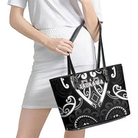 Aotearoa Ngati Raukawa Leather Tote Bag Maori Tribal Pattern