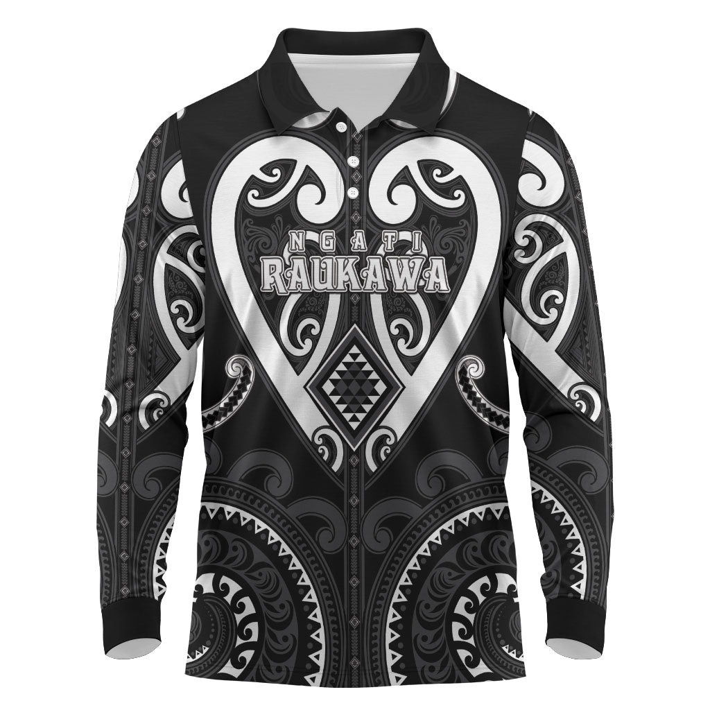 Custom Aotearoa Ngati Raukawa Long Sleeve Polo Shirt Maori Tribal Pattern