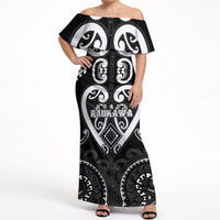 Custom Aotearoa Ngati Raukawa Off Shoulder Maxi Dress Maori Tribal Pattern