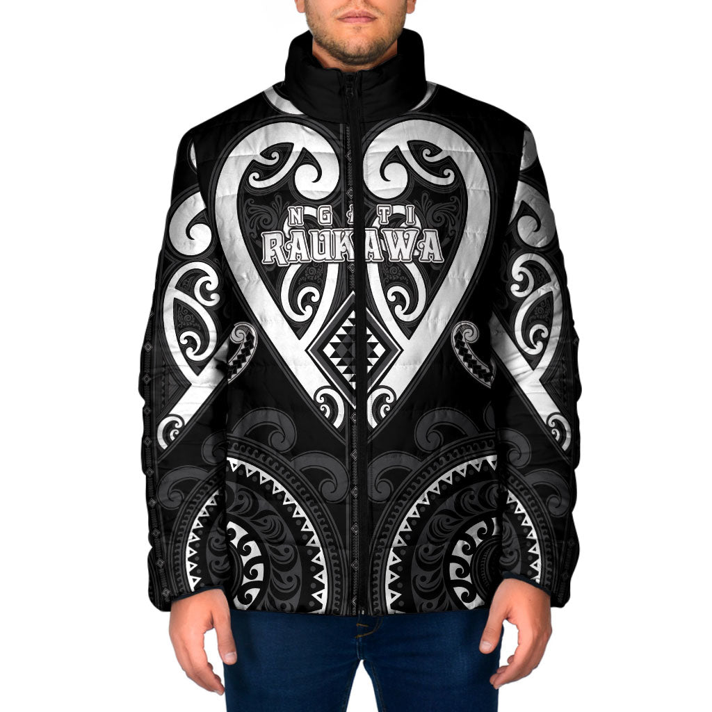 Custom Aotearoa Ngati Raukawa Padded Jacket Maori Tribal Pattern