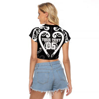 Custom Aotearoa Ngati Raukawa Raglan Cropped T Shirt Maori Tribal Pattern