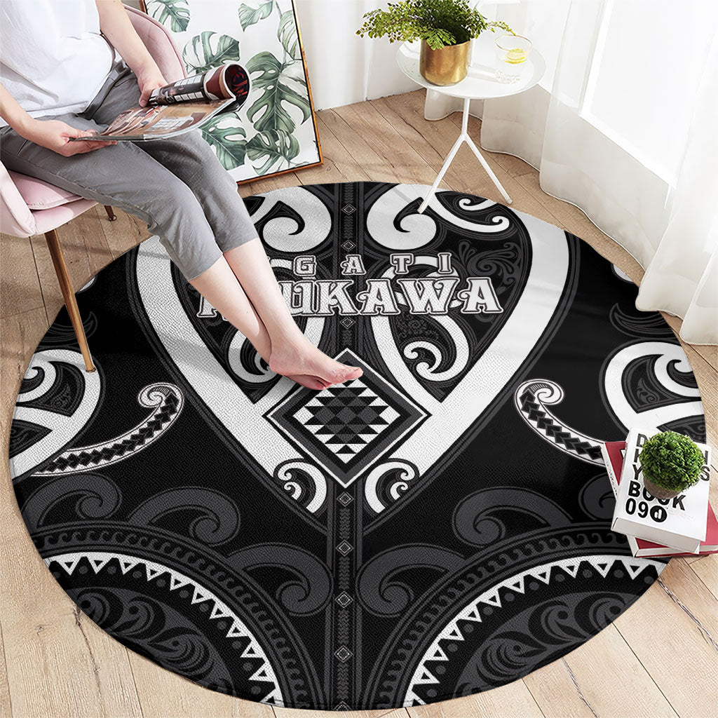Aotearoa Ngati Raukawa Round Carpet Maori Tribal Pattern