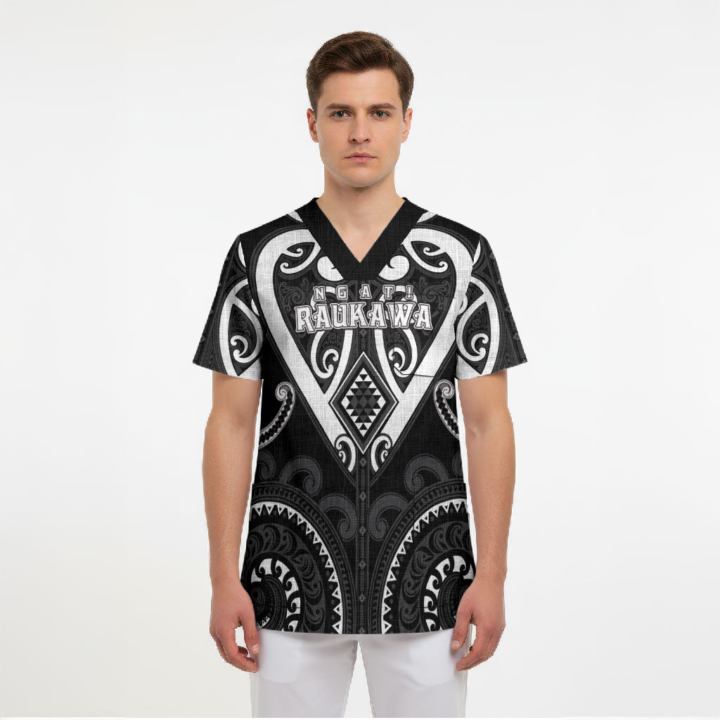Custom Aotearoa Ngati Raukawa Scrub Top Maori Tribal Pattern