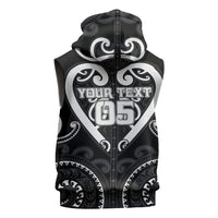 Custom Aotearoa Ngati Raukawa Sleeveless Zip Hoodie Maori Tribal Pattern