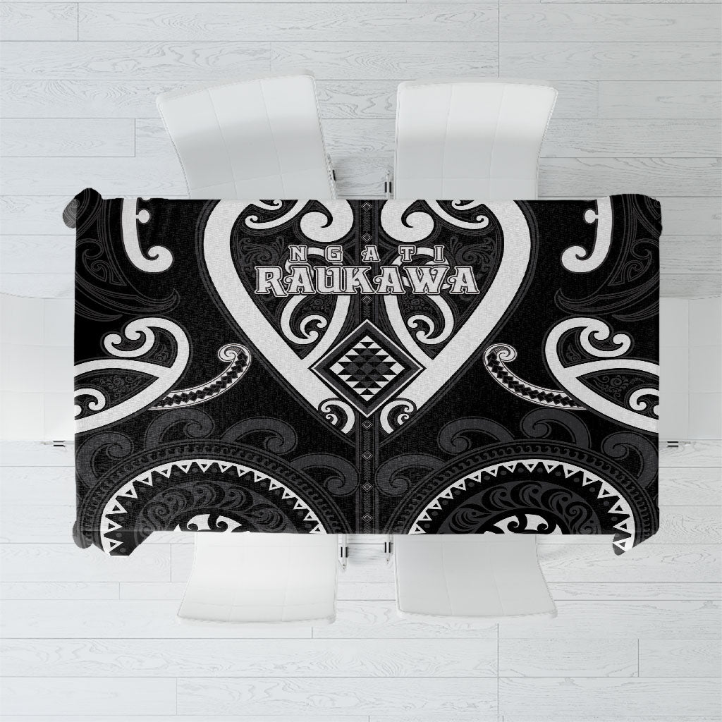 Aotearoa Ngati Raukawa Tablecloth Maori Tribal Pattern LT05 Black - Polynesian Pride