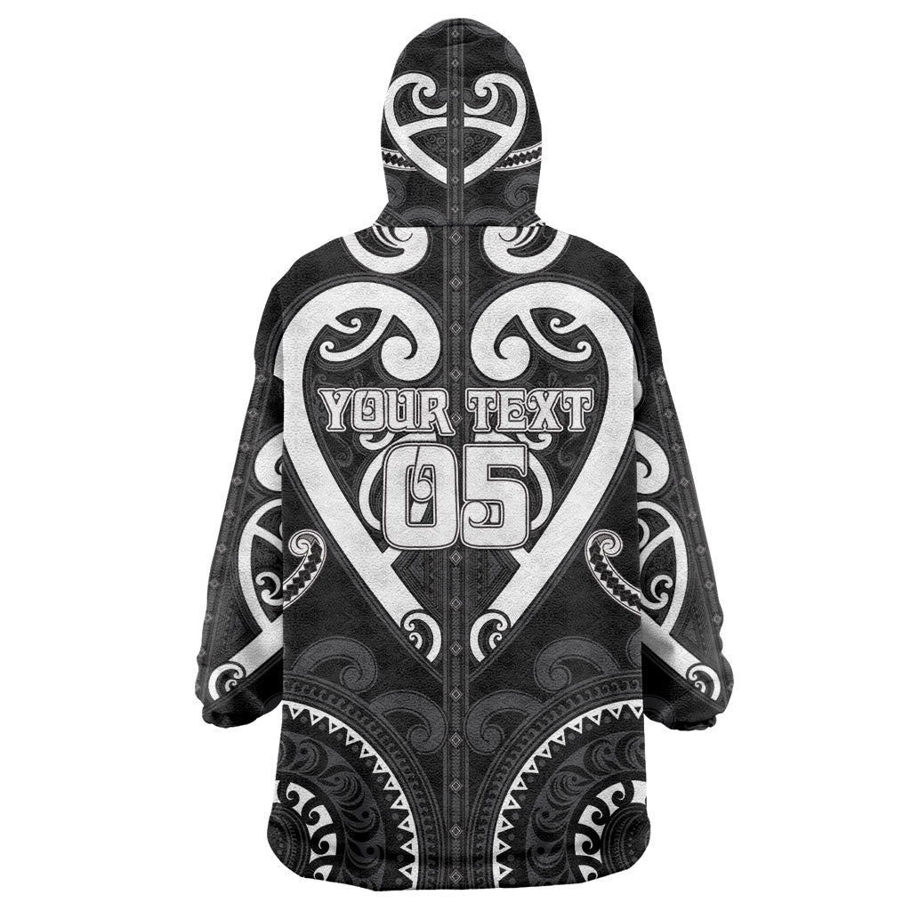 Custom Aotearoa Ngati Raukawa Wearable Blanket Hoodie Maori Tribal Pattern