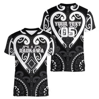 Custom Aotearoa Ngati Raukawa Women V-Neck T-Shirt Maori Tribal Pattern