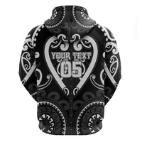 Custom Aotearoa Ngati Raukawa Zip Hoodie Maori Tribal Pattern