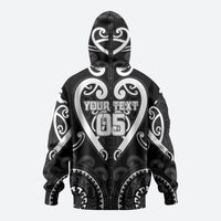 Custom Aotearoa Ngati Raukawa Zip Hoodie Maori Tribal Pattern