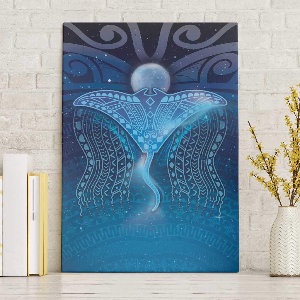 Polynesia Manta Ray Canvas Wall Art Let's The Sea Set You Free LT05 Without Frame Blue - Polynesian Pride
