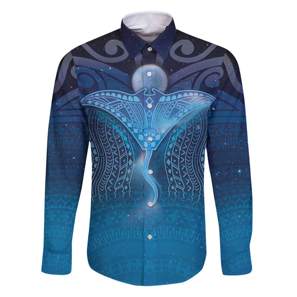 Polynesia Manta Ray Family Matching Off Shoulder Short Dress and Hawaiian Shirt Let's The Sea Set You Free - Polynesian Pride