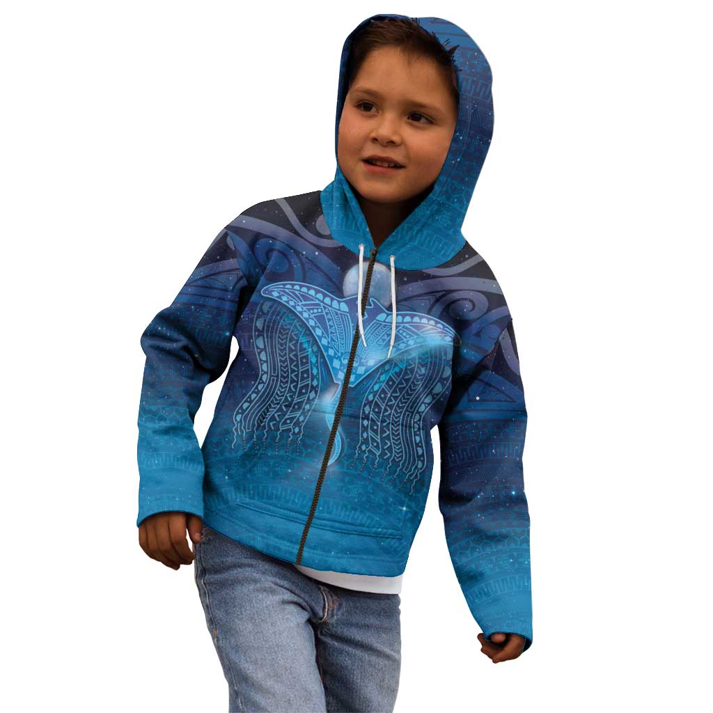 Polynesia Manta Ray Kid Hoodie Let's The Sea Set You Free - Polynesian Pride