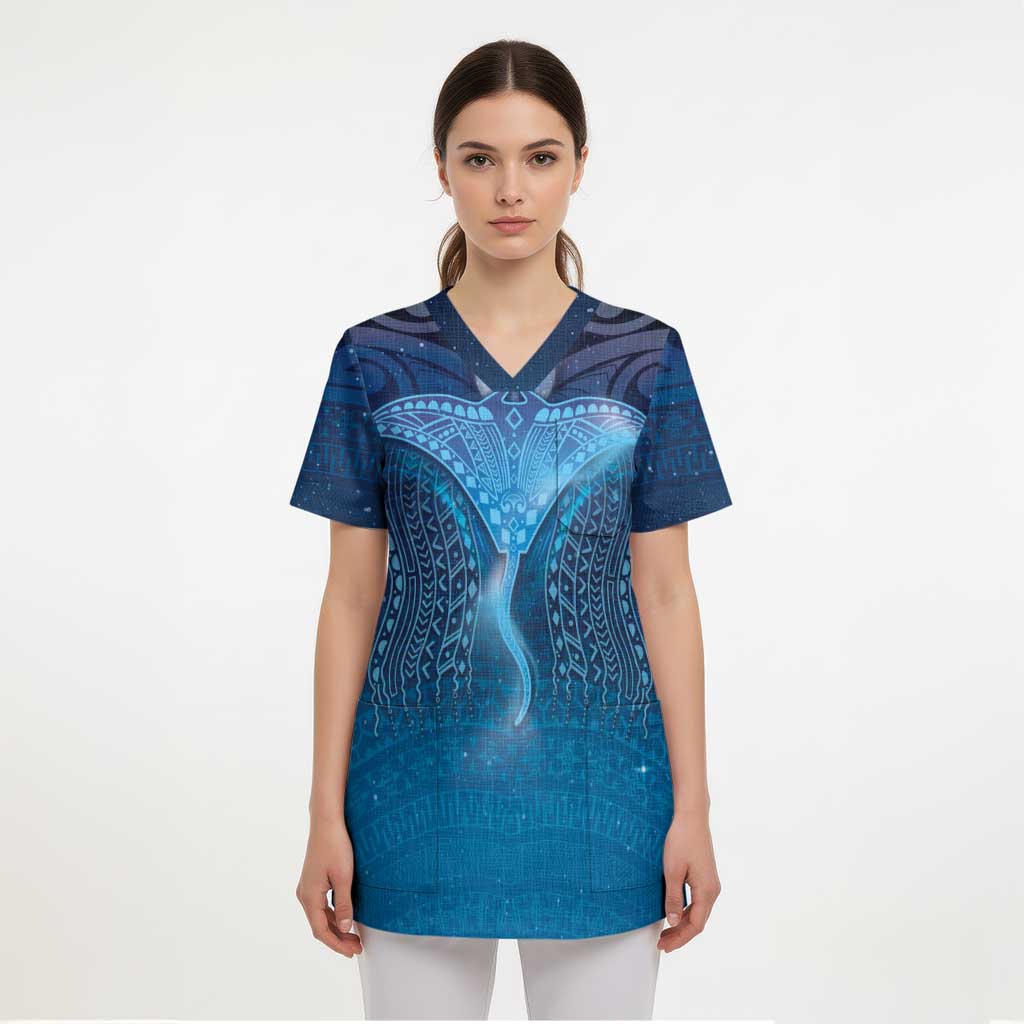 Polynesia Manta Ray Scrub Top Let's The Sea Set You Free LT05 - Polynesian Pride