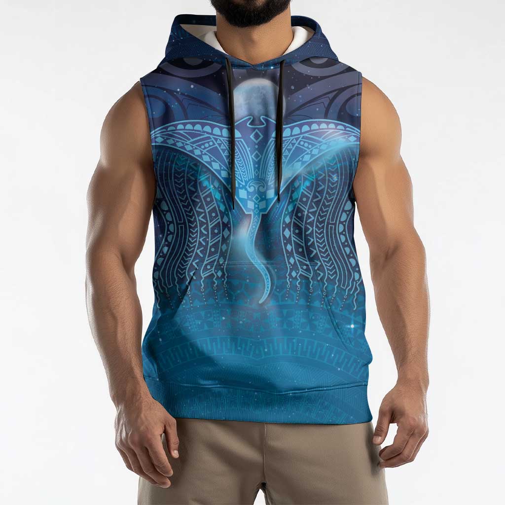 Polynesia Manta Ray Sleeveless Hoodie Let's The Sea Set You Free LT05 - Polynesian Pride