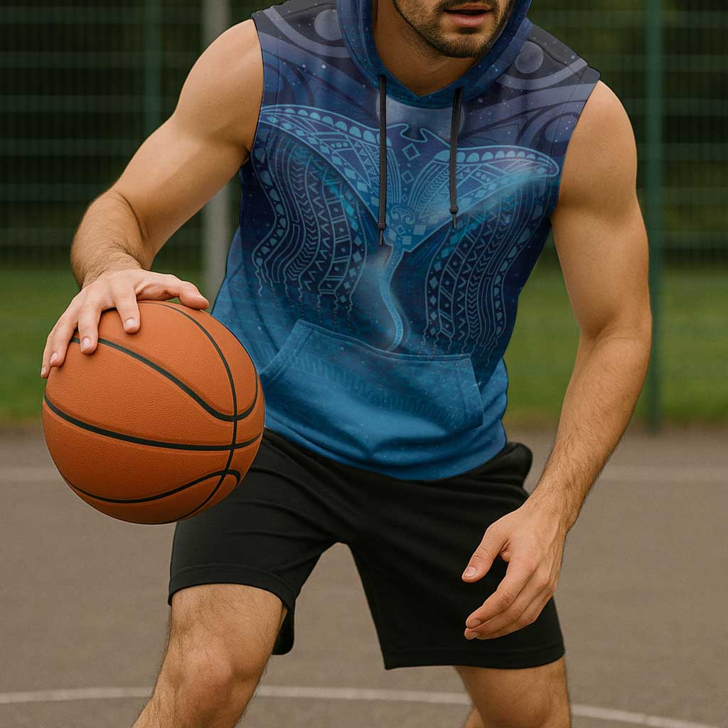 Polynesia Manta Ray Sleeveless Hoodie Let's The Sea Set You Free LT05 - Polynesian Pride