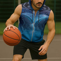 Polynesia Manta Ray Sleeveless Zip Hoodie Let's The Sea Set You Free - Polynesian Pride