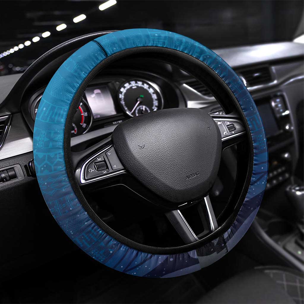 Polynesia Manta Ray Steering Wheel Cover Let's The Sea Set You Free LT05 Universal Fit Blue - Polynesian Pride