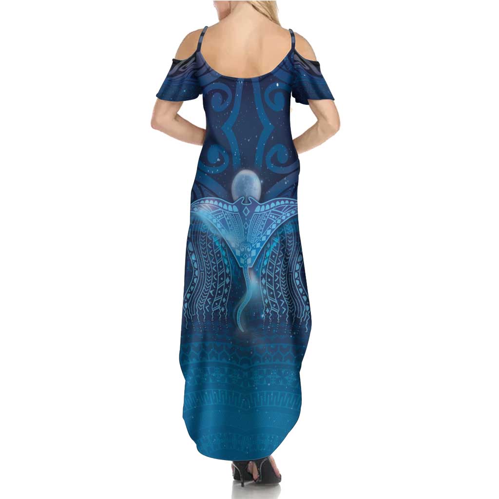 Polynesia Manta Ray Summer Maxi Dress Let's The Sea Set You Free LT05 - Polynesian Pride