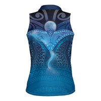 Polynesia Manta Ray Women Sleeveless Polo Shirt Let's The Sea Set You Free LT05 - Polynesian Pride