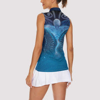 Polynesia Manta Ray Women Sleeveless Polo Shirt Let's The Sea Set You Free LT05 - Polynesian Pride