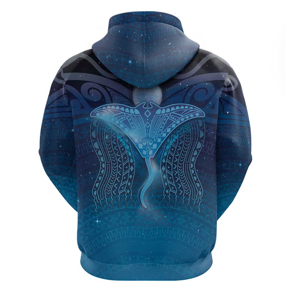 Polynesia Manta Ray Zip Hoodie Let's The Sea Set You Free - Polynesian Pride