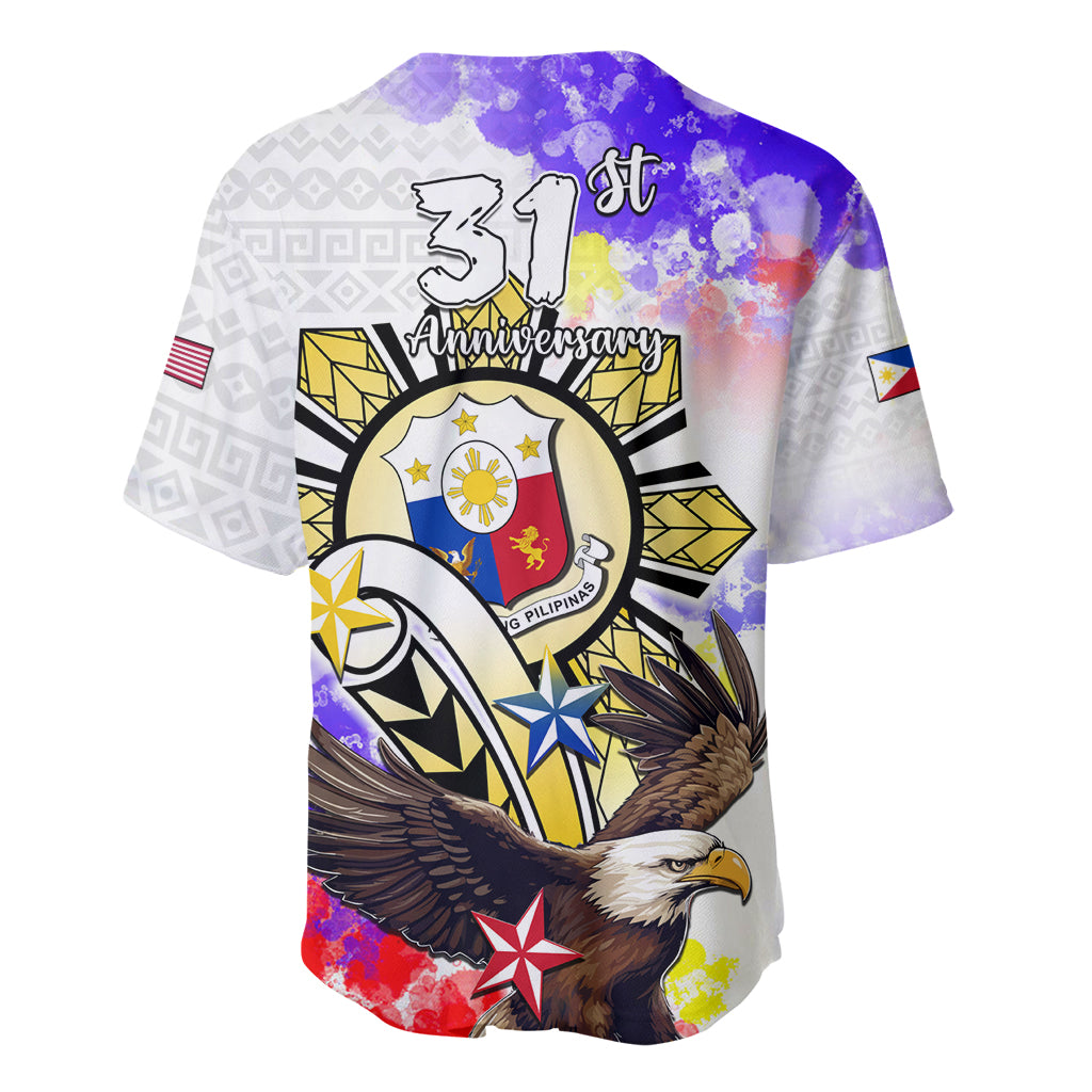 Filipino American History Month Baseball Jersey The Eight-Rayed Sun Flags With Bald Eagle LT05 - Polynesian Pride